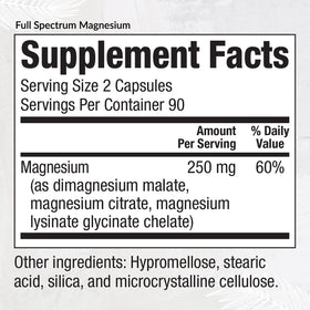 Equilife magnésium capsules avec étiquette et dosage