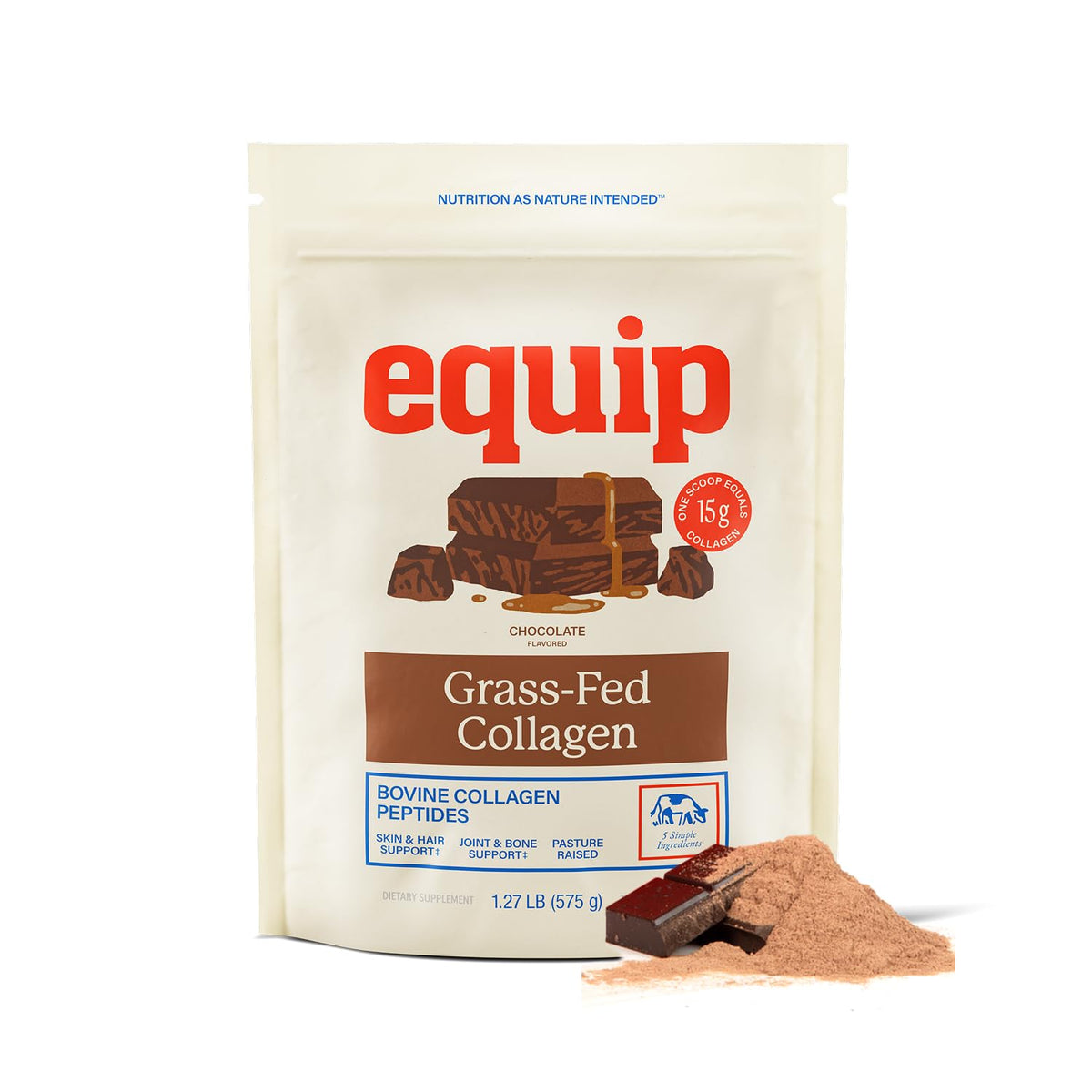 Equip Poudre de Collagène Chocolat 610g vue de face avec emballage