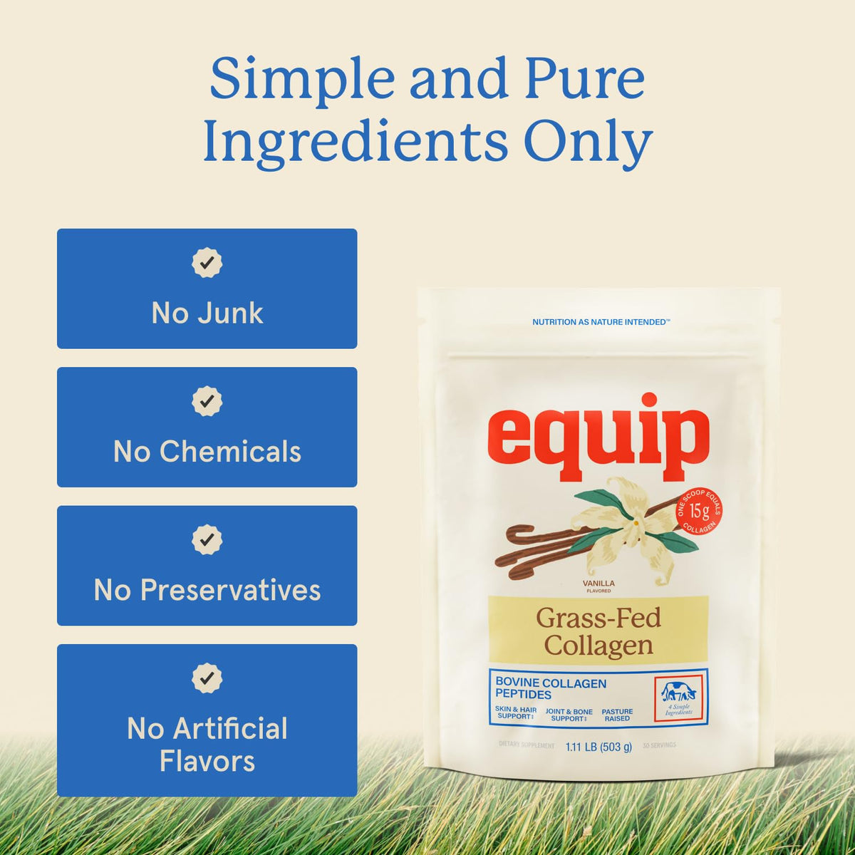 Equip poudre de collagène hydrolysé 14g avec ingrédients naturels