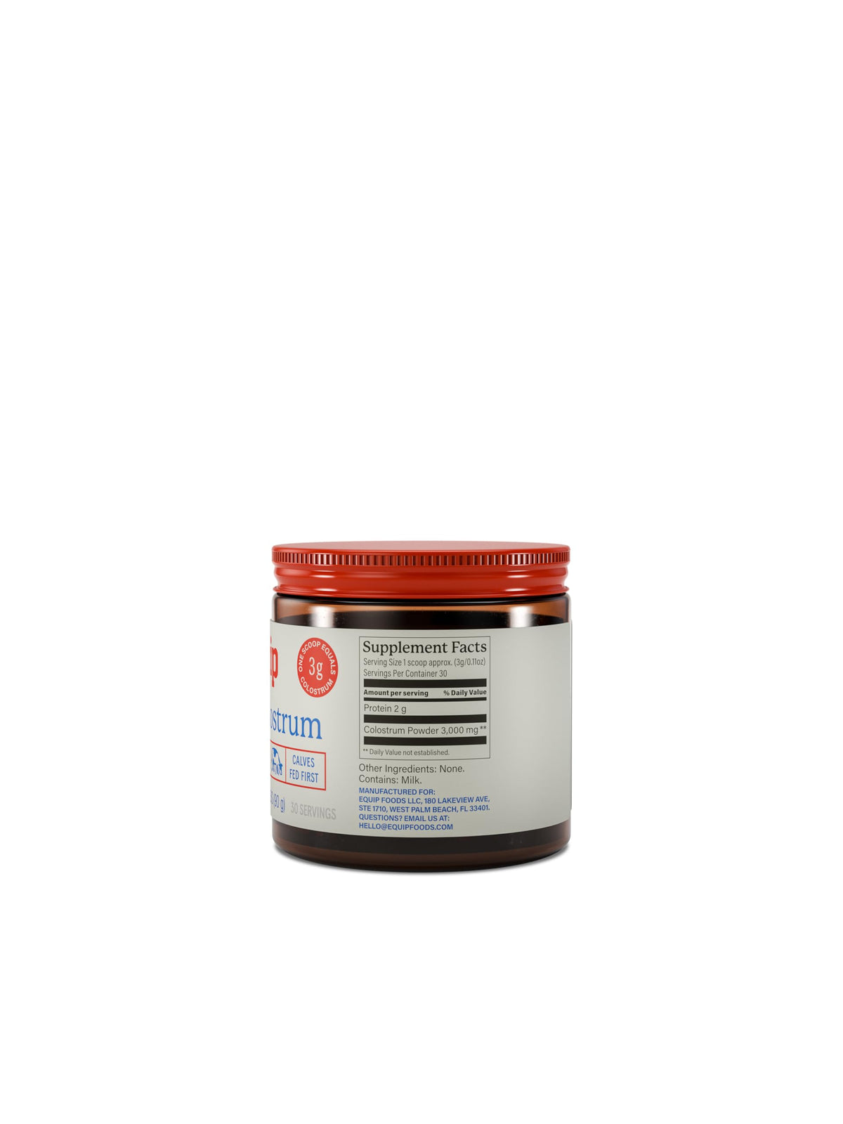 Equip Poudre de Colostrum Bovin 3000mg informations nutritionnelles