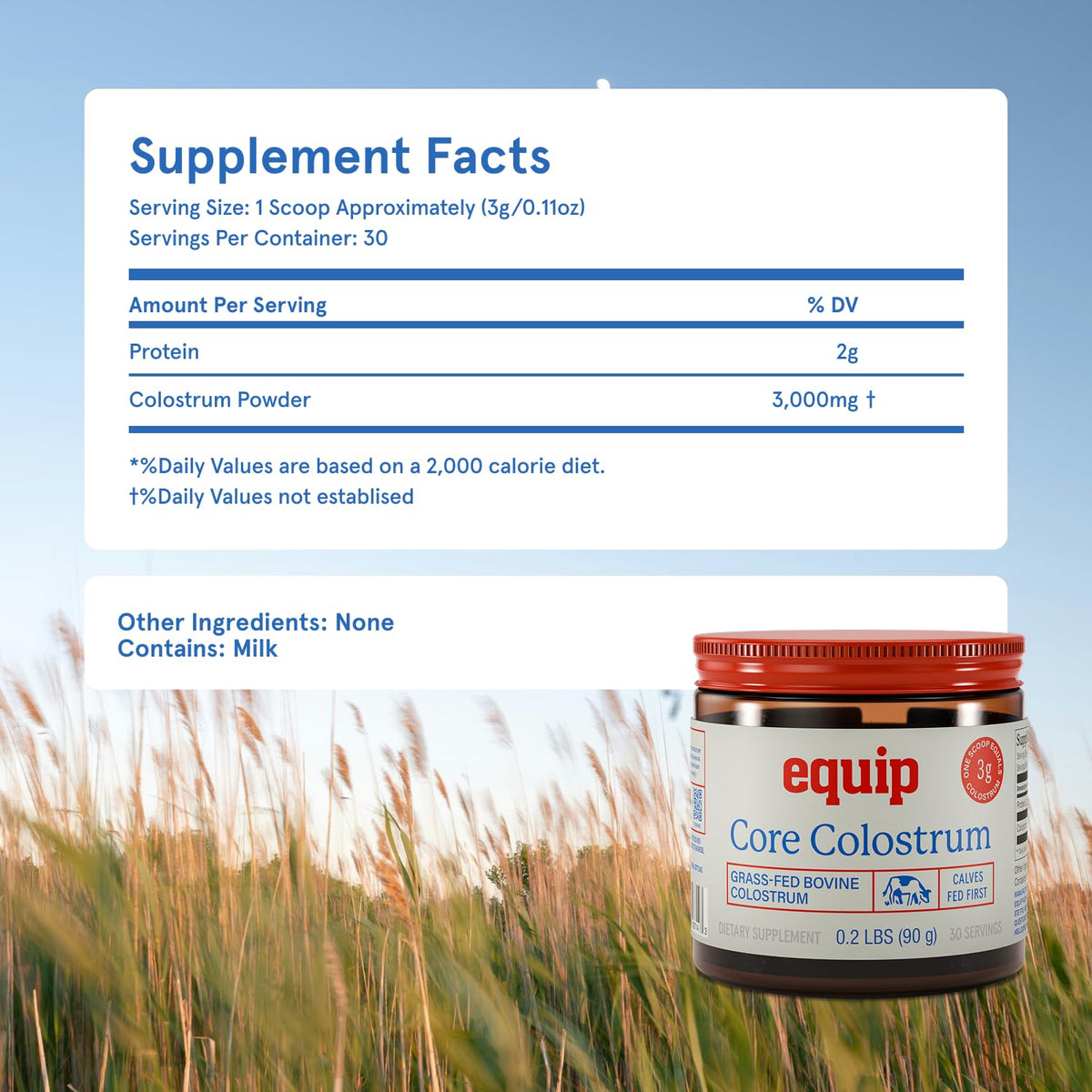 Equip Poudre de Colostrum Bovin 3000mg utilisation dans un shake