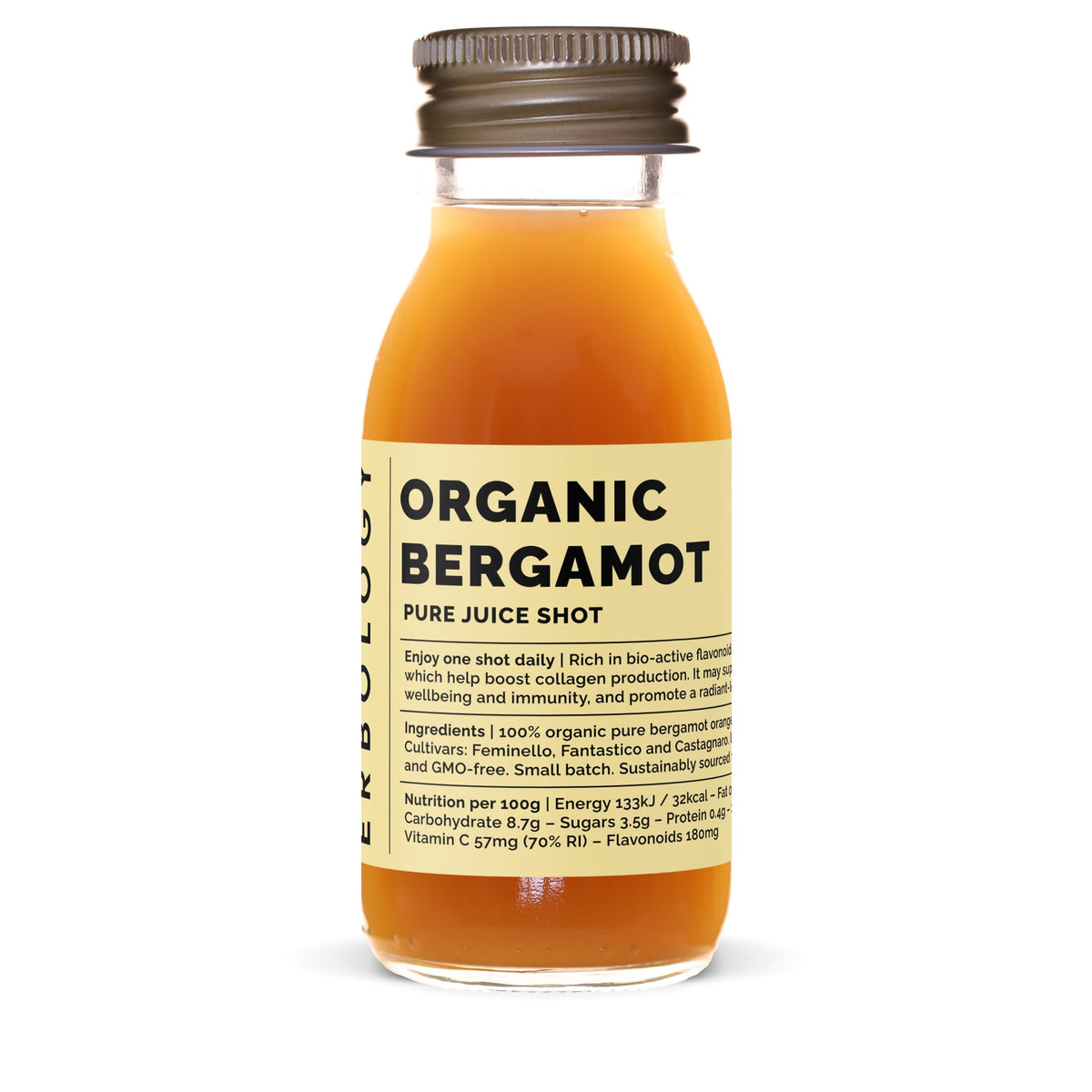Erbology Jus de Bergamote 100% Bio 60ml en bouteille en verre recyclable