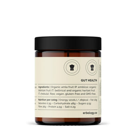 Erbology Poudre de Triphala Bio 90 g avec une tasse d'eau chaude
