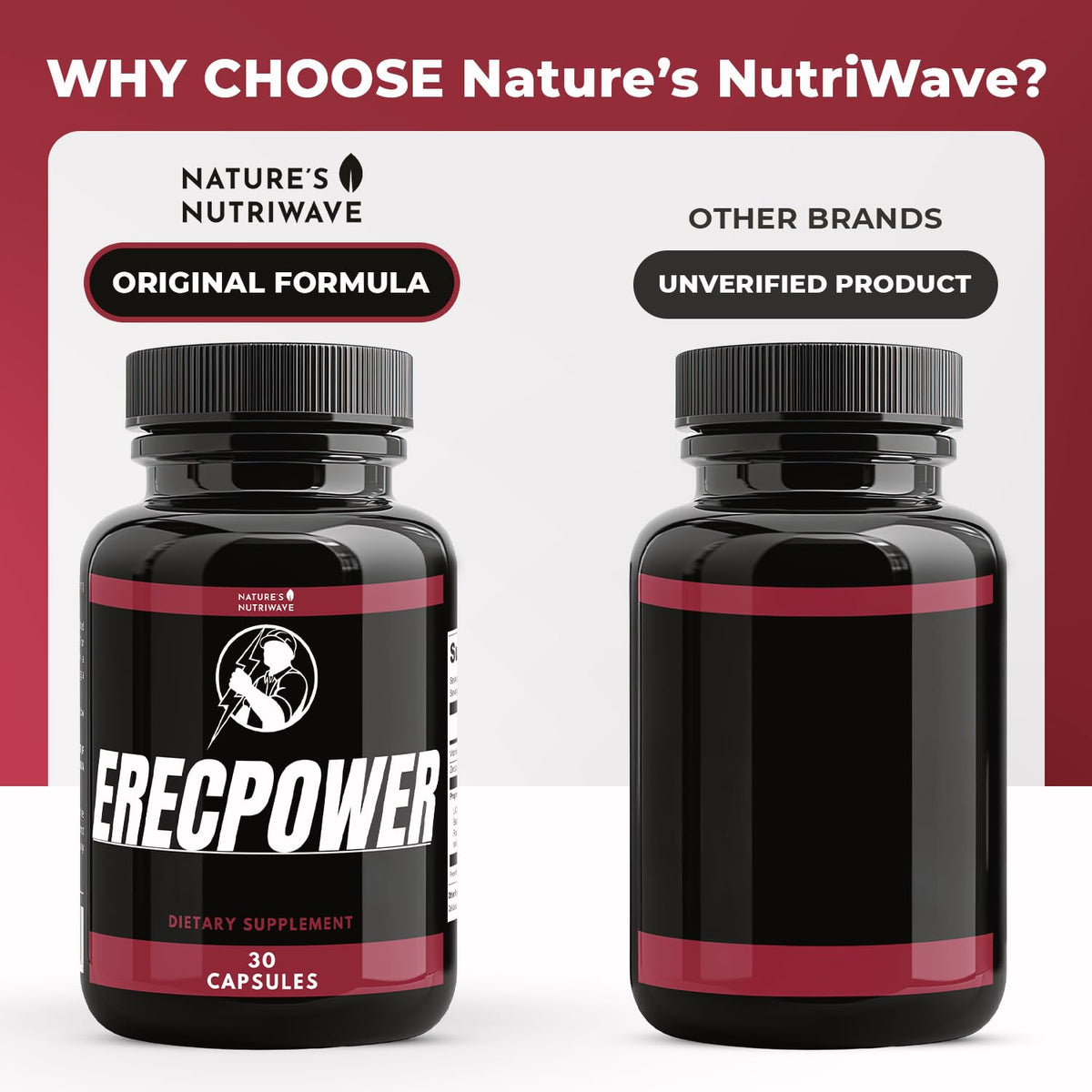 ErecPower Nature’s NutriWave, vue arrière de la bouteille