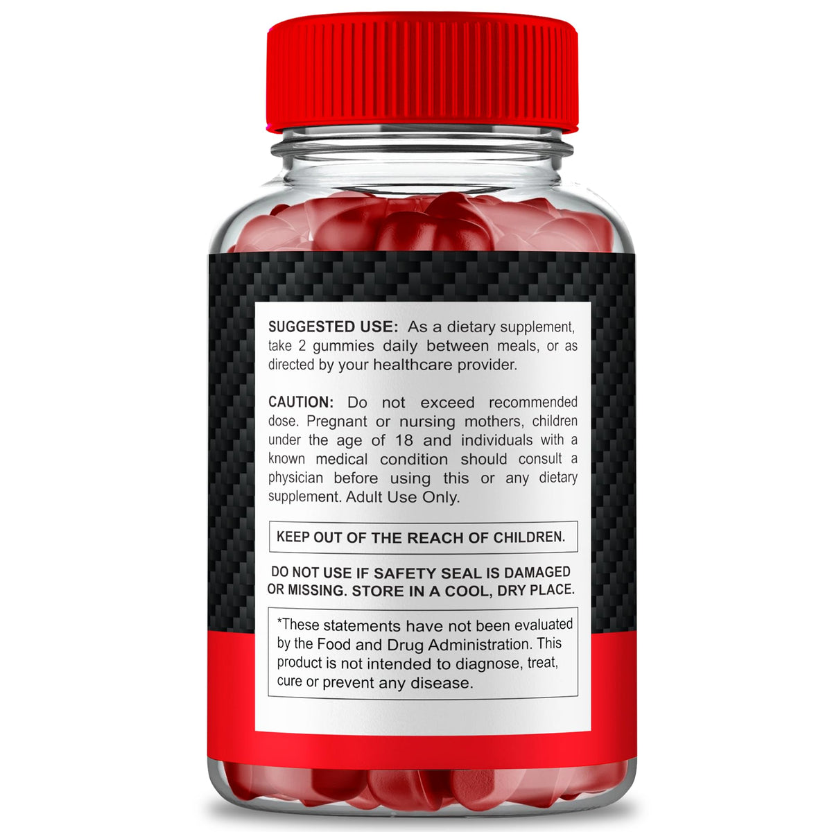 Ereforce Gummies, vue arrière du paquet avec les informations nutritionnelles