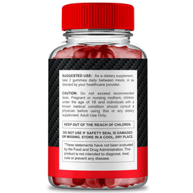 Ereforce Gummies, vue arrière du paquet avec les informations nutritionnelles