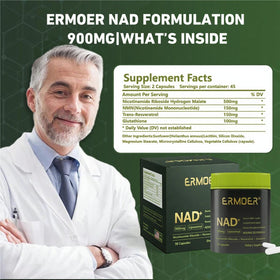 ERMOER NAD Nicotinamide Riboside 900mg capsules à l'intérieur