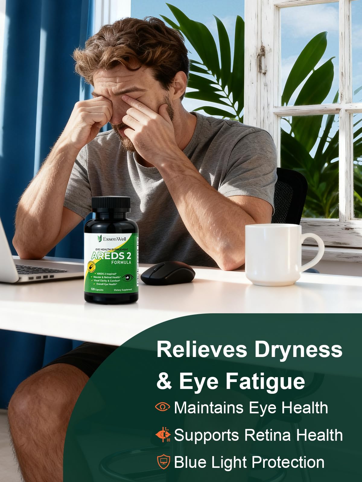 EssenWell AREDS 2 capsules sur une table en bois