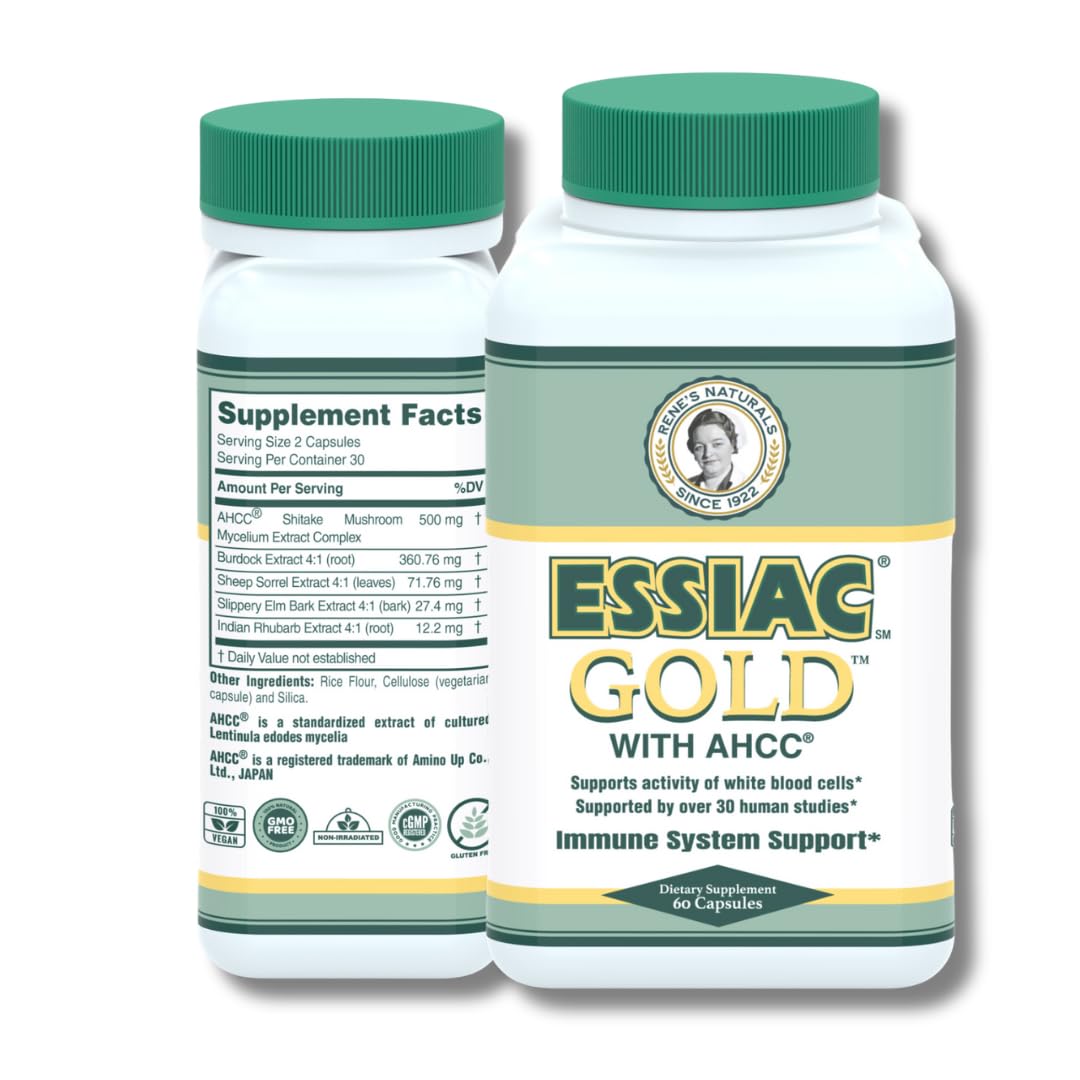 Essiac Gold® avec AHCC® 60 capsules végétales, vue de face