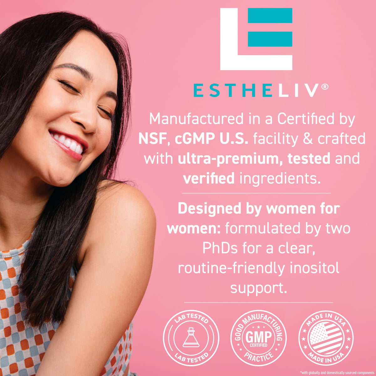 ESTHELIV Myo-Inositol capsules next to fresh fruits