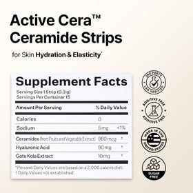 ESTHER FORMULA Ceramide Strips displayed with fresh apples
