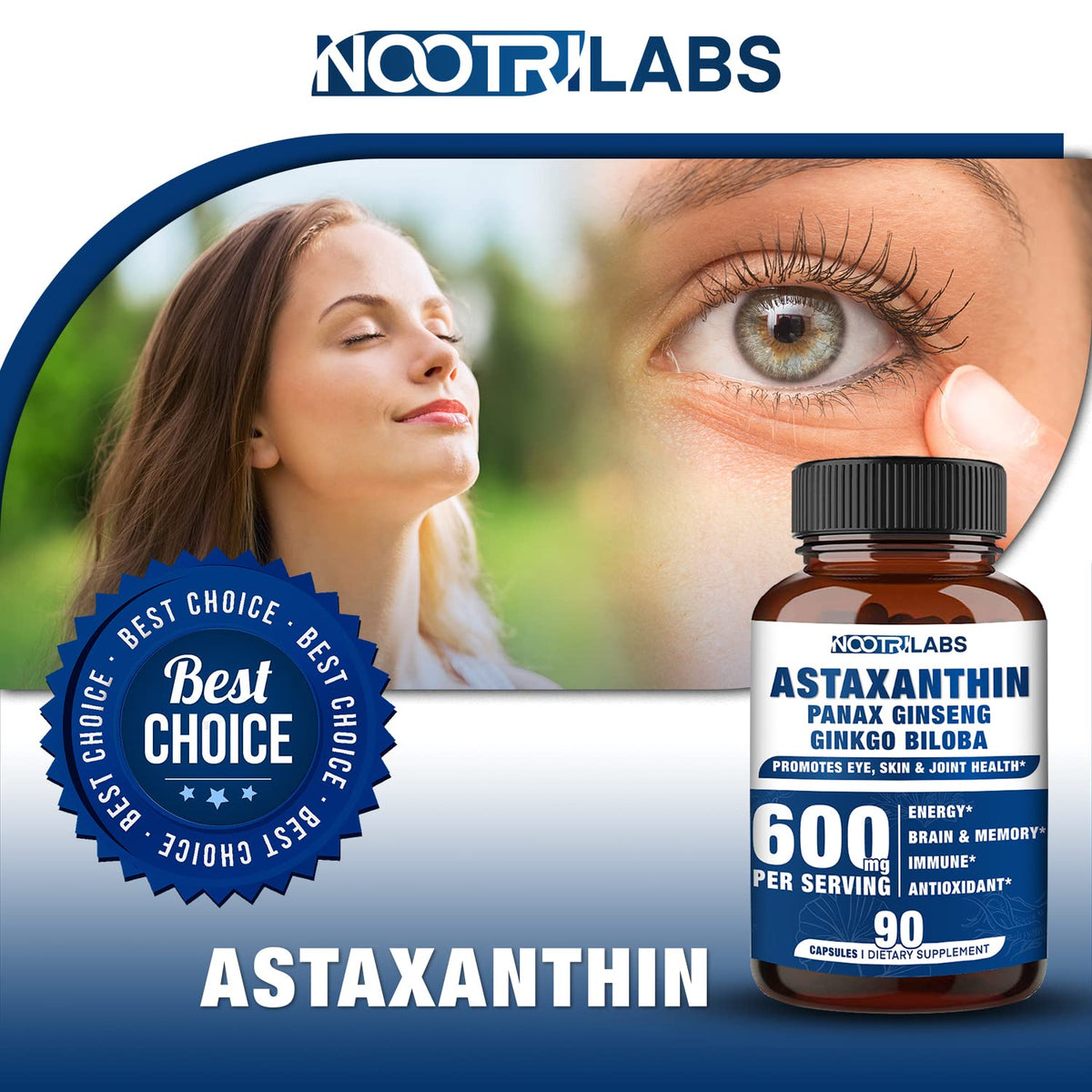 Étiquetage du flacon Nootrilabs Astaxanthin 15mg