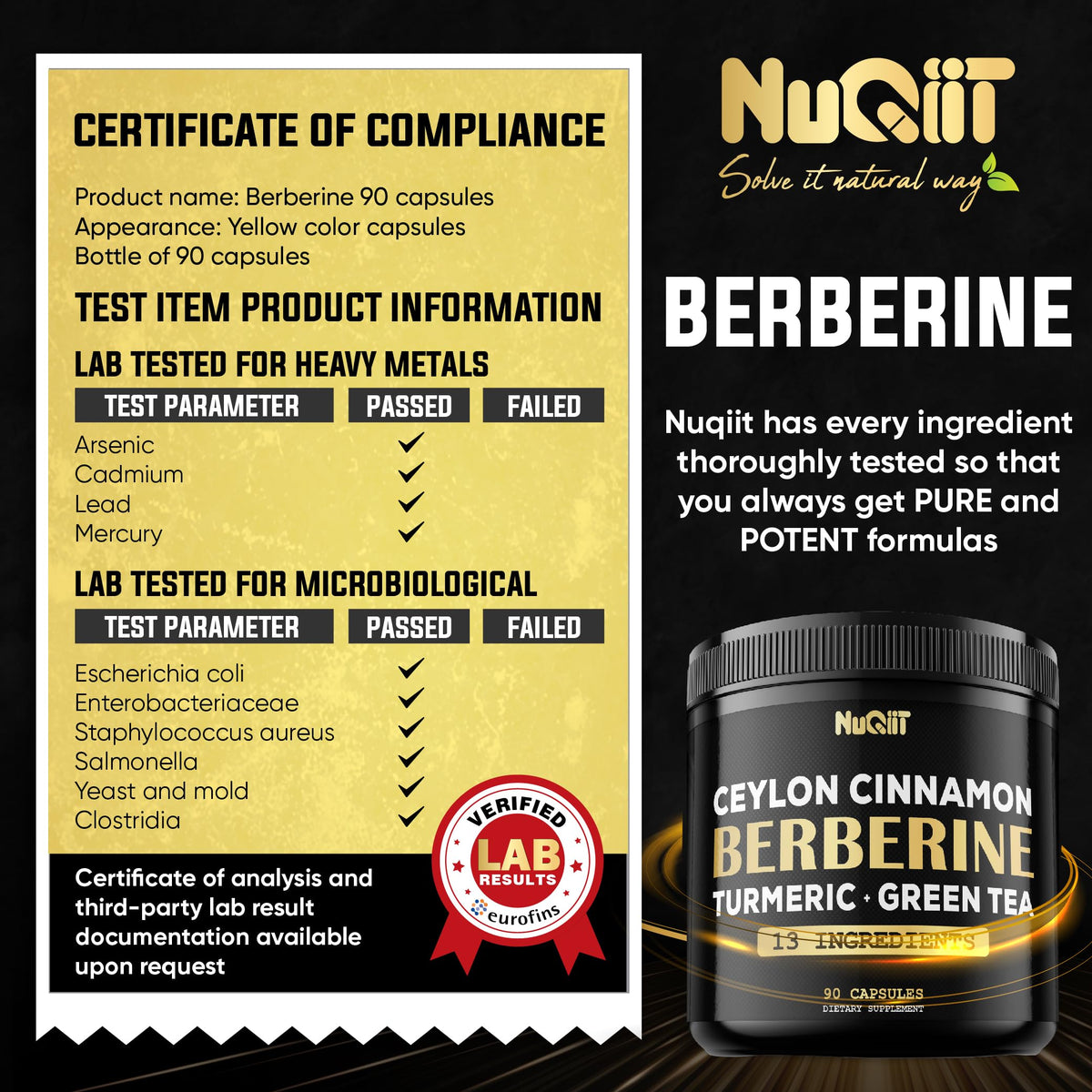 Étiquette arrière du flacon NUQIIT Berbérine