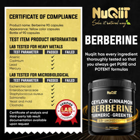 Étiquette arrière du flacon NUQIIT Berbérine
