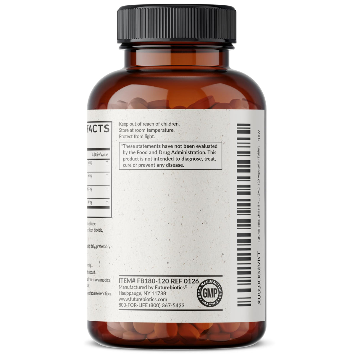 Étiquette avec ingrédients de Futurebiotics Chill Pill +