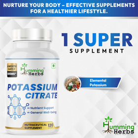 Étiquette claire du citrate de potassium Humming Herbs