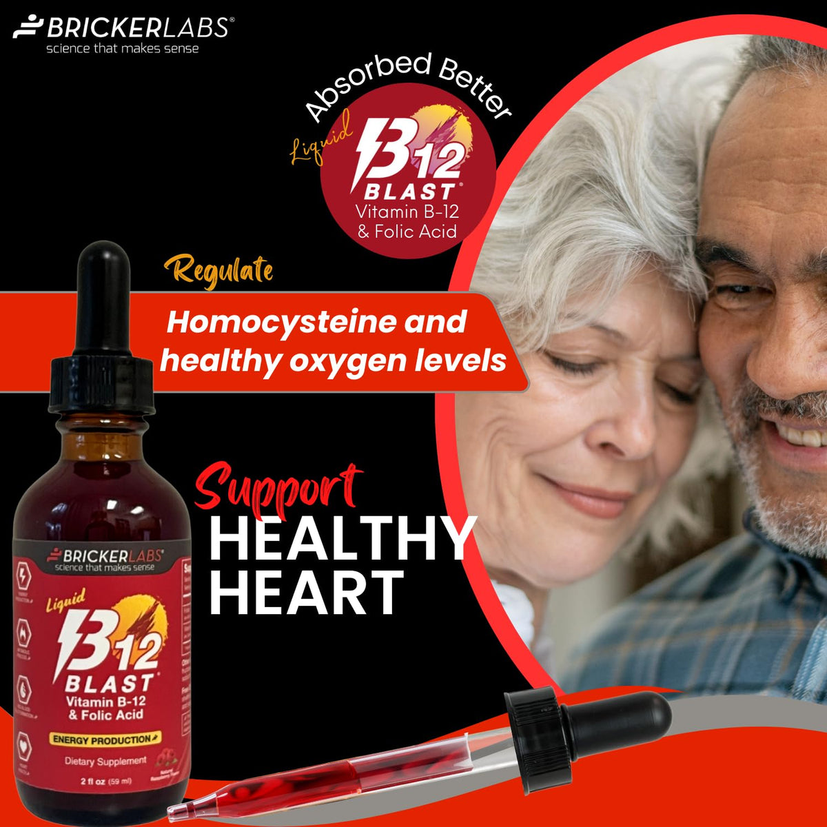 Étiquette de Bricker Labs B-12 Blast montrant les ingrédients