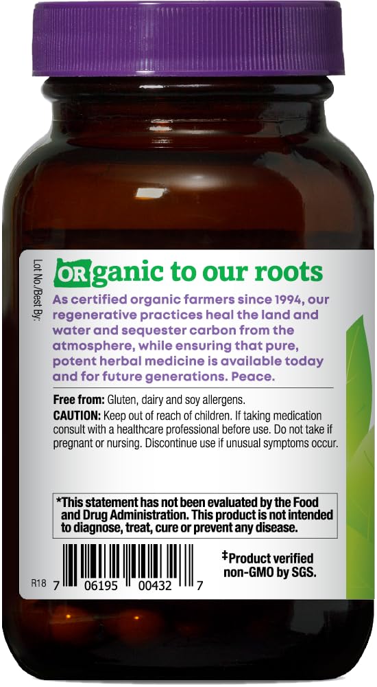 Étiquette de certification bio sur la boîte de capsules Oregon's Wild Harvest