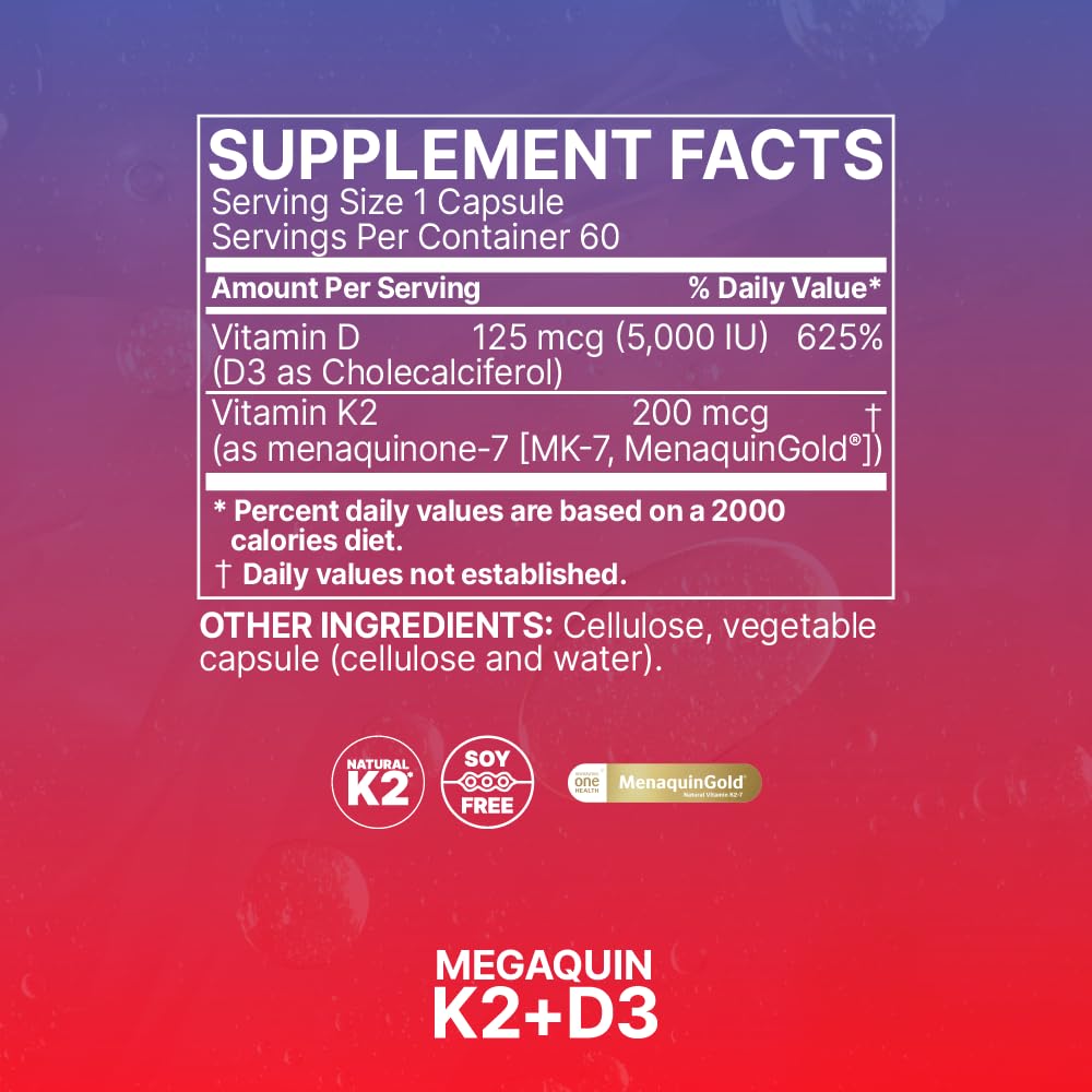 Étiquette de composition de Microbiome Labs MegaQuin D3 + K2