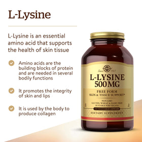 Étiquette de composition des capsules de L-Lysine Solgar