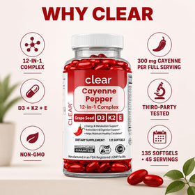 Étiquette de composition du Clear Probiotics Cayenne 300mg
