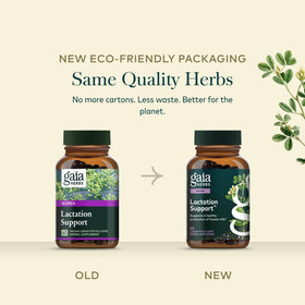 Étiquette de Gaia Herbs Soutien à l'Allaitement avec caractéristiques