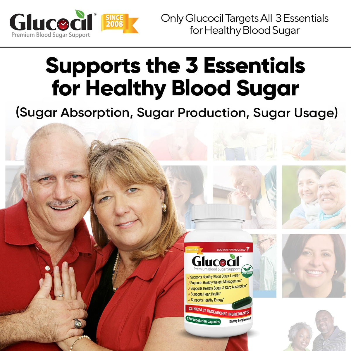 Étiquette de Glucocil avec ingrédients et dosage