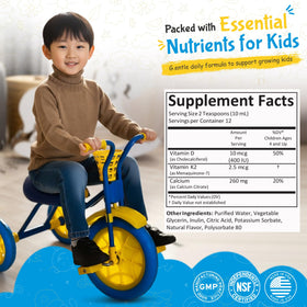 Étiquette de Kiddivit Calcium Liquide pour Enfants avec ingrédients