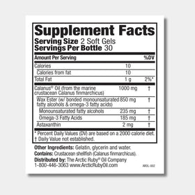 Étiquette de l'Huile de Ruby Arctique 1000mg Omega 3