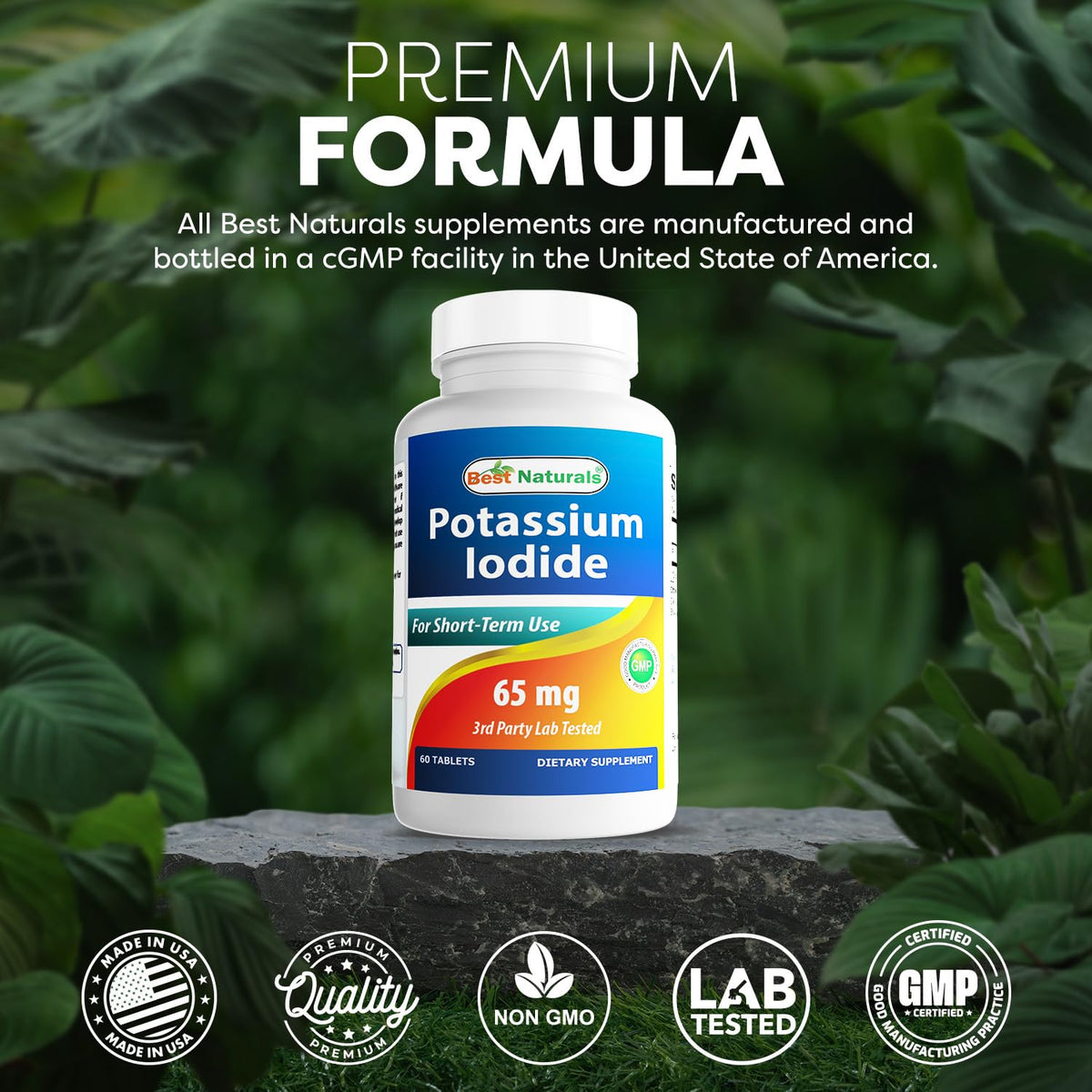 Étiquette de la boîte d'Iodure de Potassium Best Naturals
