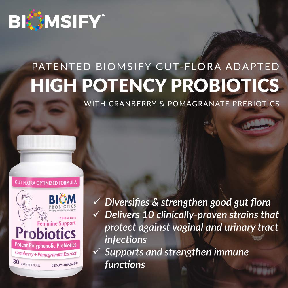 Étiquette de la boîte de Biom Probiotics Compléments Alimentaires Féminins