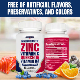 Étiquette de la boîte de daily wellness BLASTER Complément Alimentaire Zinc Quercétine