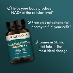 Étiquette de la boîte de Dr. Mercola Niacinamide Vitamine B3