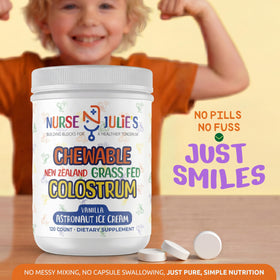 Étiquette de la boîte de Nurse Julie's Colostrum pour enfants