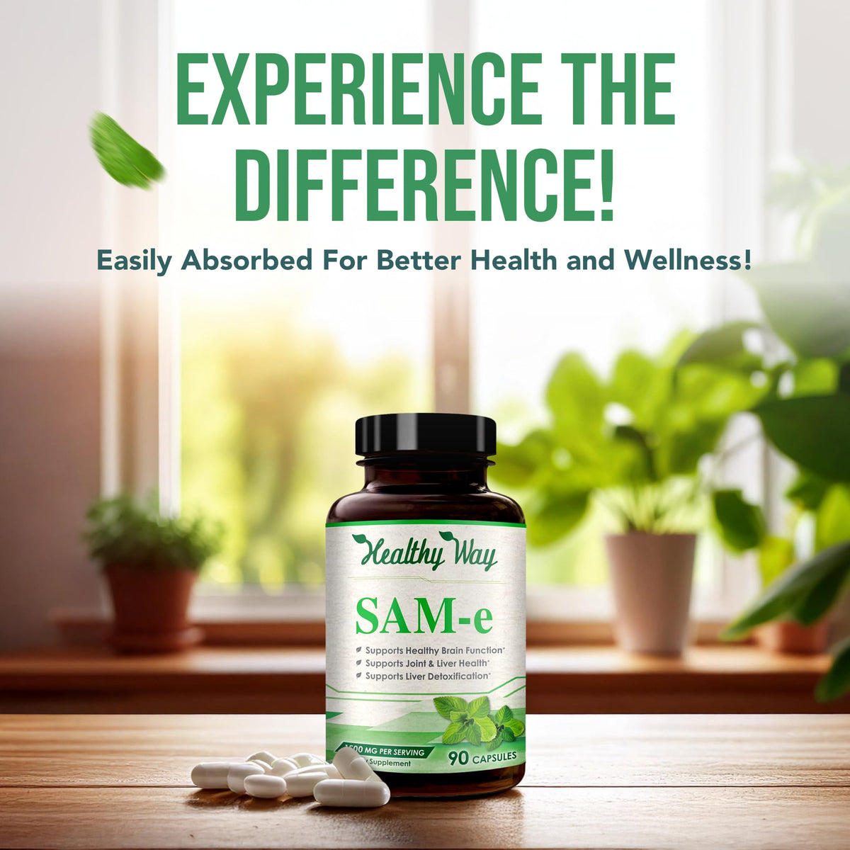 Étiquette de la boîte de SAM-e 1500mg HealthyWayRx