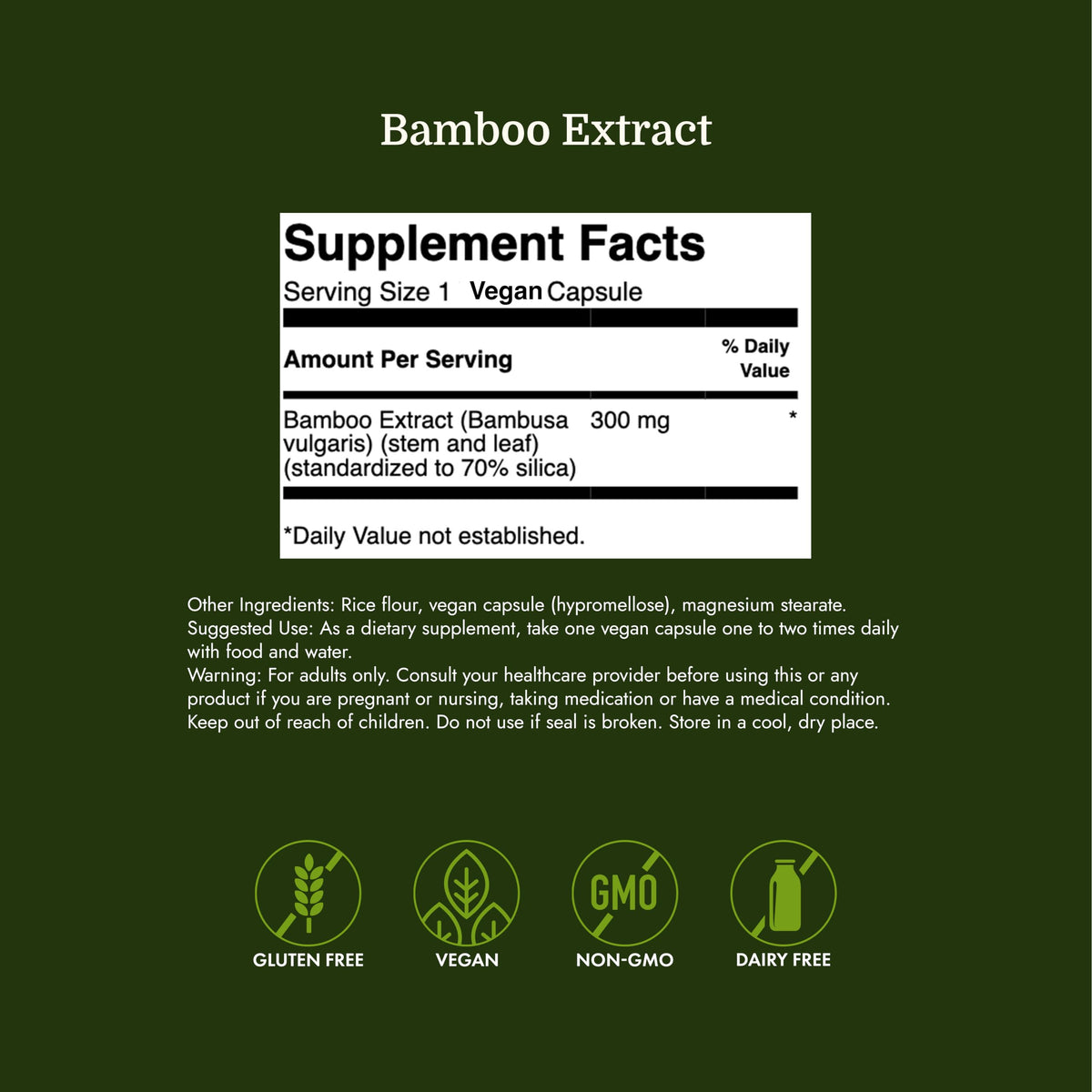 Étiquette de la boîte de Swanson Extrait de Bambou 300mg