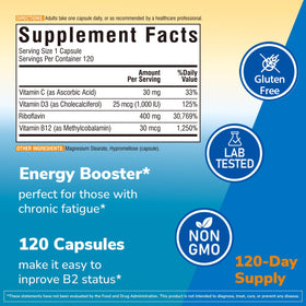 Étiquette de la boîte de Vitamine B2 400 mg Vitalibre