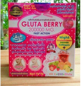 Étiquette de la boîte Gluta Berry Boisson 200000 mg