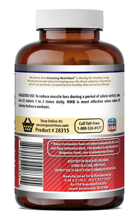 Étiquette de la bouteille Amazing Nutrition HMB 2000 Mg