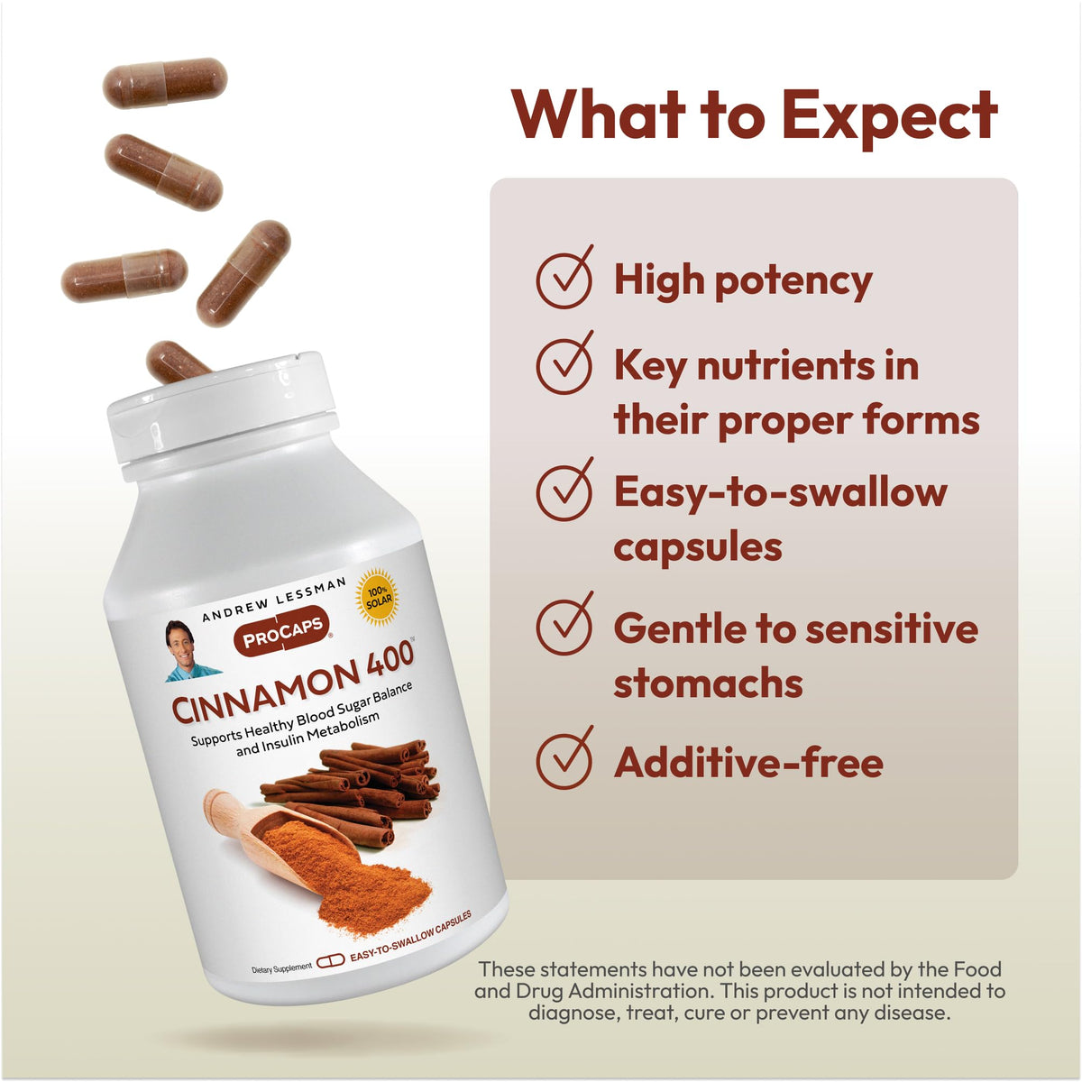 Étiquette de la bouteille ANDREW LESSMAN Cannelle 400mg