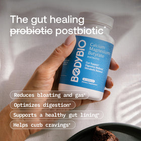 Étiquette de la bouteille BodyBio Butyrate Calcium Magnesium
