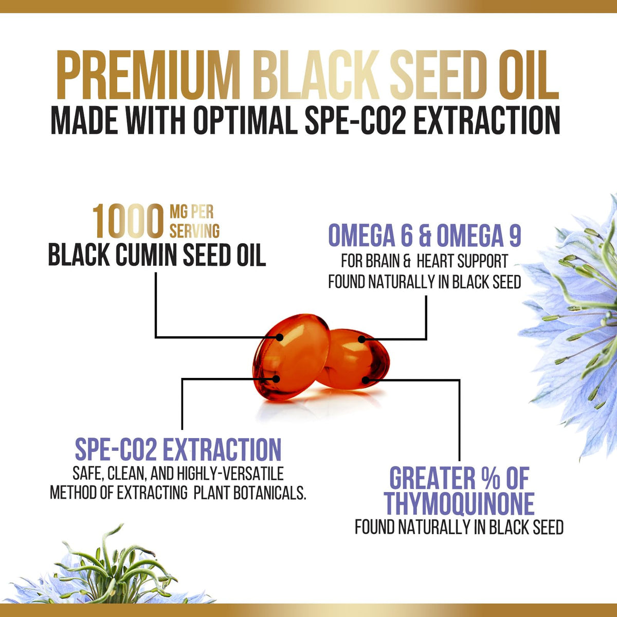 Étiquette de la bouteille d'huile de graines de nigelle Nature's Nutrition