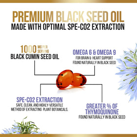 Étiquette de la bouteille d'huile de graines de nigelle Nature's Nutrition