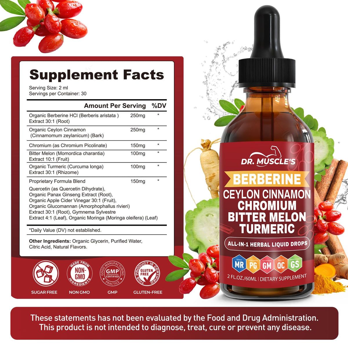 Étiquette de la bouteille de berberine DR. MUSCLE'S