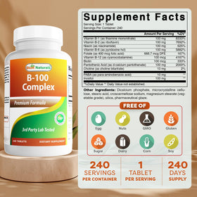 Étiquette de la bouteille de Best Naturals Complexe de Vitamines B
