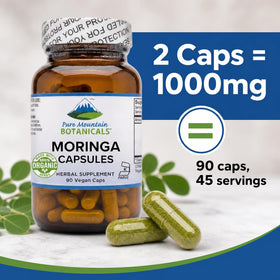 Étiquette de la bouteille de capsules de Moringa 1000mg