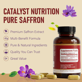 Étiquette de la bouteille de Catalyst Nutrition Extrait de Safran 88,5 mg