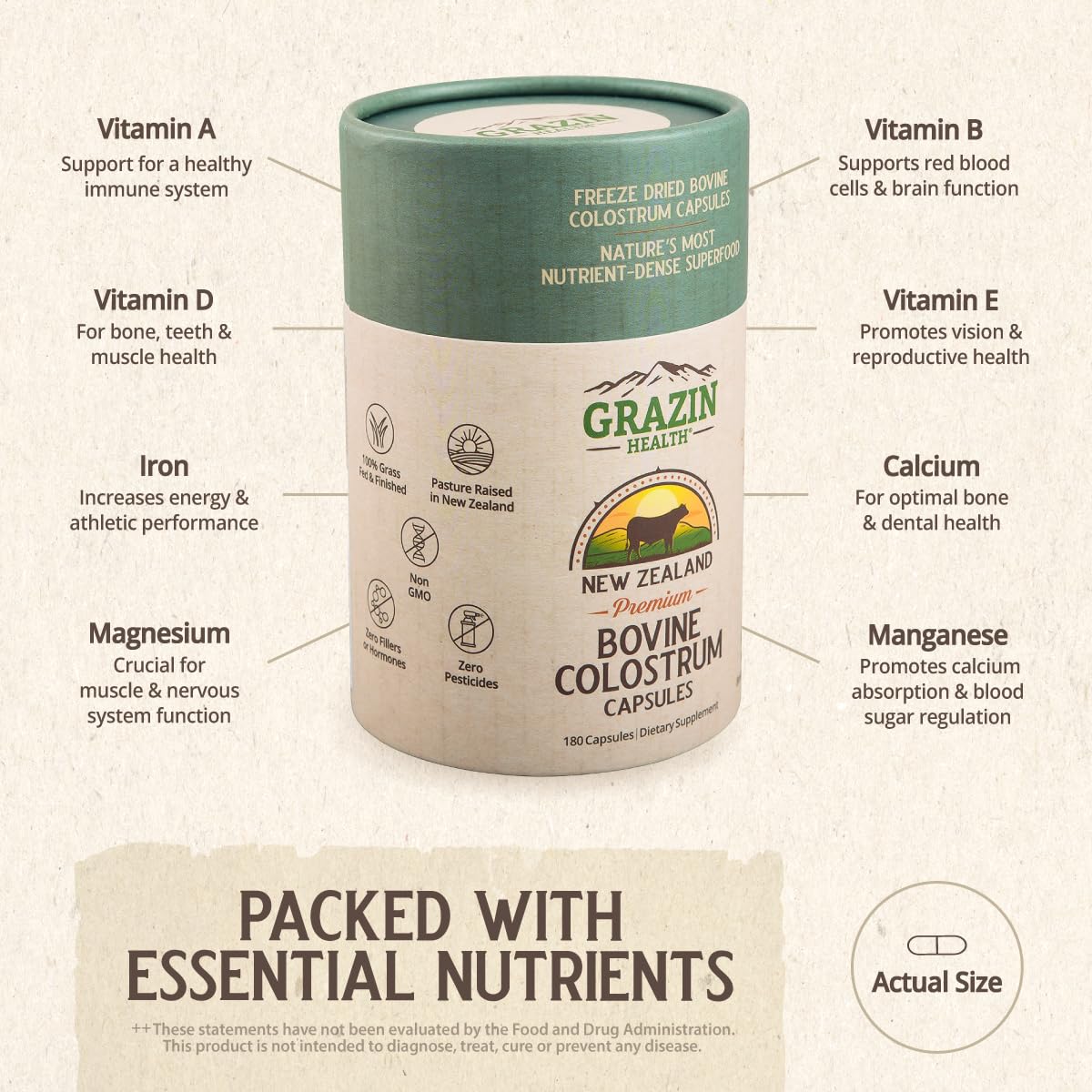 Étiquette de la bouteille de colostrum bovin GRAZIN HEALTH