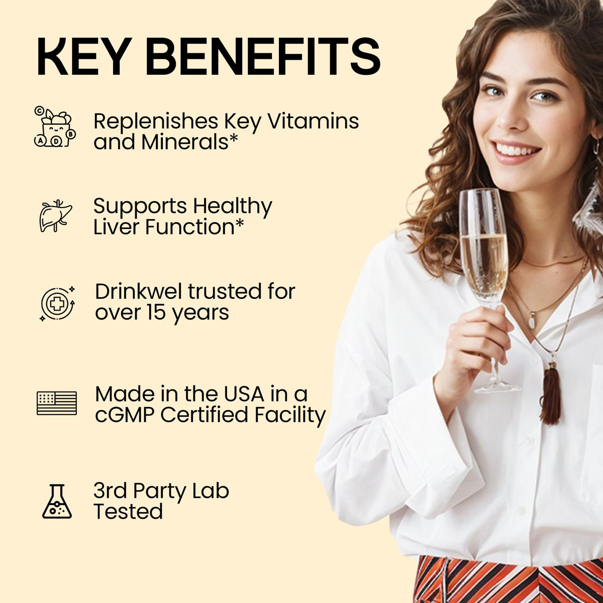 Étiquette de la bouteille de drinkwel avec informations nutritionnelles
