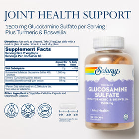 Étiquette de la bouteille de Glucosamine Sulfate SOLARAY